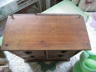 ANTIQUE SPICE BOX CABINET WOODEN PRIMITIVE CHEST 6 DRAWERS APOTHECARY 2