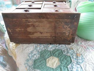 ANTIQUE SPICE BOX CABINET WOODEN PRIMITIVE CHEST 6 DRAWERS APOTHECARY 5
