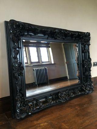 Black Large French Leaner Dress Ornate Wall Floor Statement Tall Mirror 188cm 4