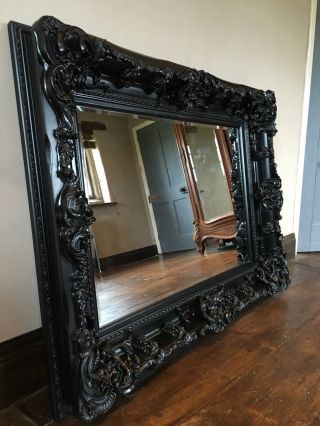 Black Large French Leaner Dress Ornate Wall Floor Statement Tall Mirror 188cm 6