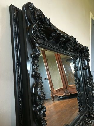 Black Large French Leaner Dress Ornate Wall Floor Statement Tall Mirror 188cm 7