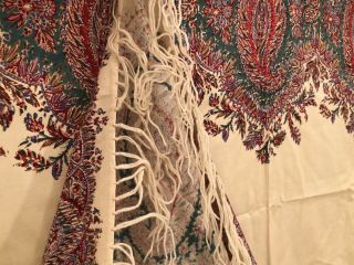 Antique Kashmir Paisley Shawl Print,  Floral Buteh,  19th C Extra Soft 64” X 64” 11