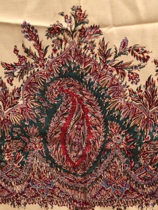 Antique Kashmir Paisley Shawl Print,  Floral Buteh,  19th C Extra Soft 64” X 64” 7