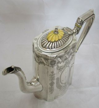 Fine Antique Victorian Sterling silver can shaped coffee pot,  748 grams,  1891 3