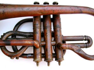 Antique Bohland & Fuchs,  Circa 1890,  Copper Cornet Stenciled By Dyers - 6