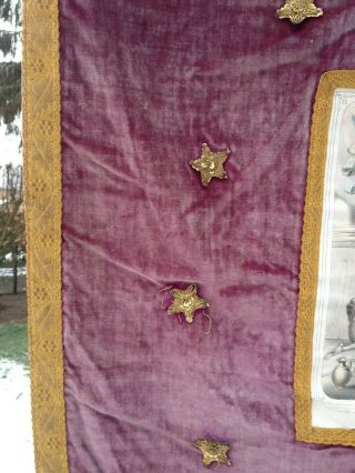 Antique Religious Church Processional Banner Flag With Metallic Fringe St Roque 8