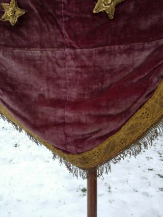 Antique Religious Church Processional Banner Flag With Metallic Fringe St Roque 9