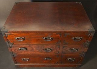 JAPANESE KEYAKI SMALL TANSU DRAWERS TRADITIONAL CRAFT LACQUERED SECRET DRAWER 2