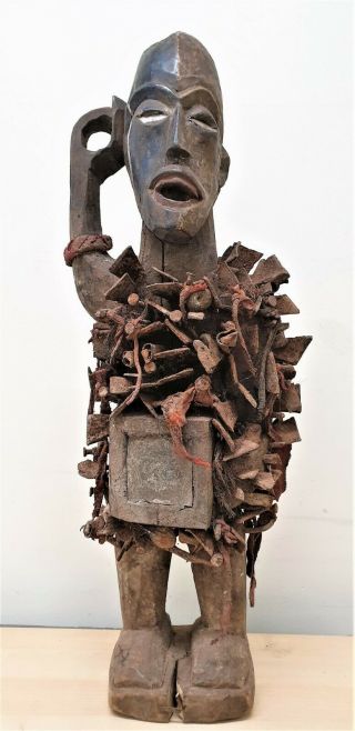 Nkisi Power Head Figure Nail Fetish Congo Fes - 1329