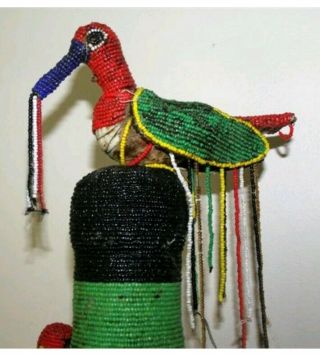 Vintage Nigerian Yoruba Beaded Crown Birds 20 