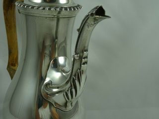 STUNNING GEORGE III style,  solid silver COFFEE POT,  1967,  679gm 5
