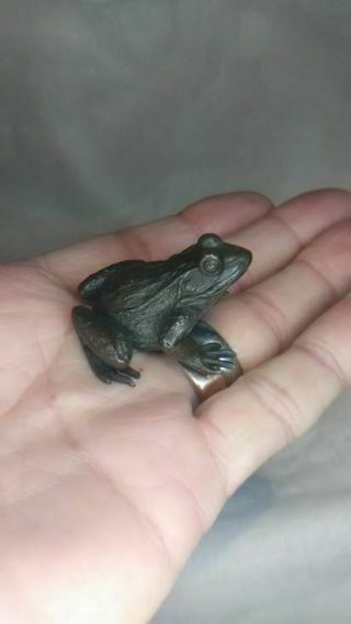 Japanese Meiji Bronze frog Okimono 11