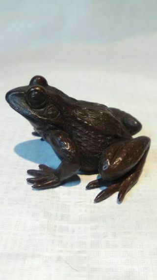 Japanese Meiji Bronze Frog Okimono