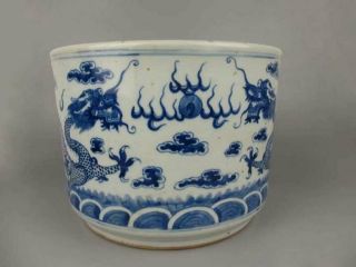 Chinese Antique Porcelain Blue And White Dragon Pattern Incense Burner