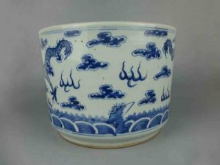 Chinese Antique Porcelain blue and white Dragon pattern Incense burner 3