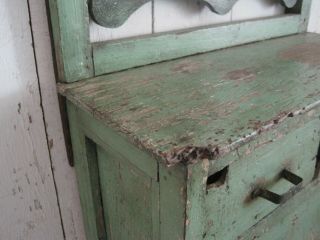 Old Primitive Green Paint Four Drawers Wood Cabinet American Find AAFA 11