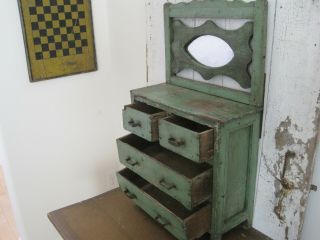 Old Primitive Green Paint Four Drawers Wood Cabinet American Find Aafa