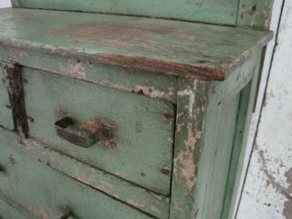 Old Primitive Green Paint Four Drawers Wood Cabinet American Find AAFA 5