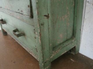Old Primitive Green Paint Four Drawers Wood Cabinet American Find AAFA 7