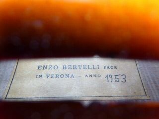 Old Violin,  Italian label Enzo BERTELLI 1953,  from an estate 12