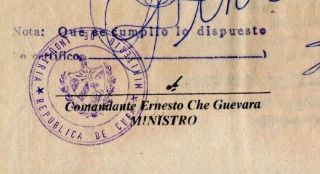 Ernesto Che Guevara Document Signed 1963 Official Revolution Cuban Police
