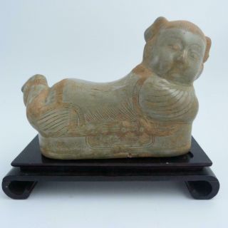 Chinese Song Dynasty Style Celadon Pottery Pillow In The Form Of A Child