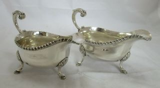 Pair Antique Georgian Sterling Silver Sauce Boats,  456 Grams,  1771,  Sm