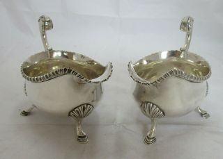 Pair Antique Georgian Sterling silver sauce boats,  456 grams,  1771,  SM 2