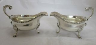 Pair Antique Georgian Sterling silver sauce boats,  456 grams,  1771,  SM 3