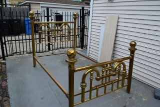 Antique Vintage Brass Bed Full Size with Rails 12