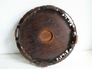 Antique Chinese carver hard wood vase stand to fit foot rim up to 18 cm diameter 5