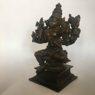 Old antique look Copper hindu GOD statue of DURGA collectible size 3