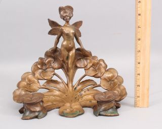 Antique JULES JOUANT French Art Nouveau Nude Fairy Lady Bronze Inkwell Sculpture 2