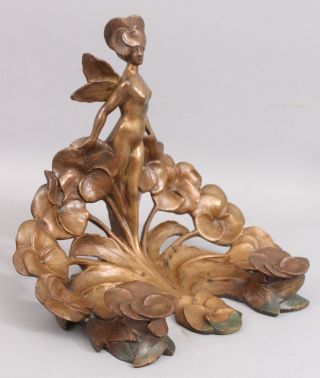 Antique JULES JOUANT French Art Nouveau Nude Fairy Lady Bronze Inkwell Sculpture 4