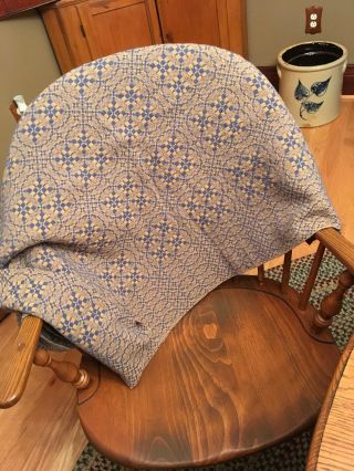 FAMILY HEIRLOOM WEAVERS COVERLET BLUE & FLAX 7