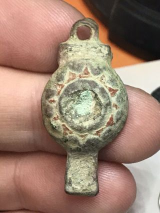 Ancient Roman Enamelled Disc Brooch.  2nd Century High Status Symbol. 4