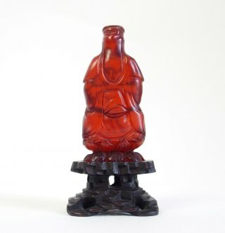 Fine antique Chinese 19th century carved amber Guanyin 4