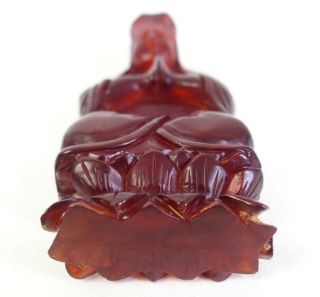 Fine antique Chinese 19th century carved amber Guanyin 9