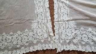 2 pair Antique Vtg 1920 ' s Floral Net Lace Curtains 110 