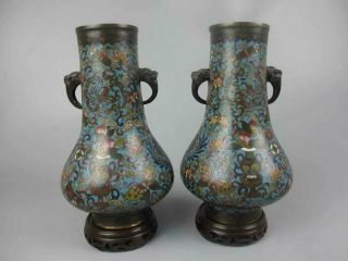 A Pair Chinese Antique Cloisonne Vase