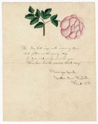 Antique Manuscript England Folk Art Poem Letter Wilmot Nh Painting Aafa