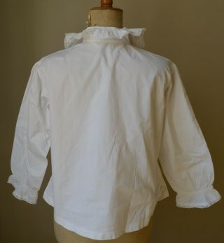 Antique French pure crisp cotton blouse,  pin tucks,  lace edged frill 7