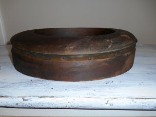 Antique Wooden Hat Form Block Mold Millinery Brim 7 2 - 1/8 4