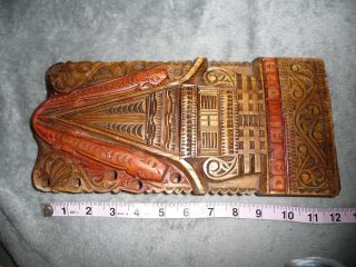 Vtg BATAK Wood Carved Calendar Plaque Lake DANAU TOBA Sumatra Indonesia Tiki Hut 7