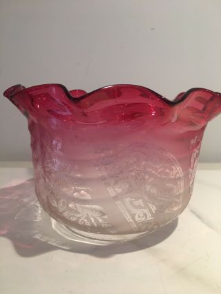 Antique Cranberry Oil Lamp Shade
