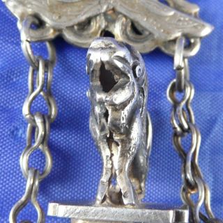 STUNNING ANTIQUE SILVER & CARNELIAN CHINESE DRAGON & BUTTERFLY CHATELAIN 6