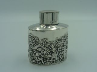 1903 Antique Solid Silver Figural Tea Caddy By Charles Horner