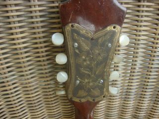 Antique Napoli Italy Mandolin Butterfly Seashell Ornament 5