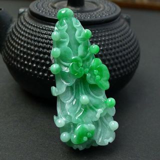 100 natural jade A goods hand - carved green cabbage pendant445 2