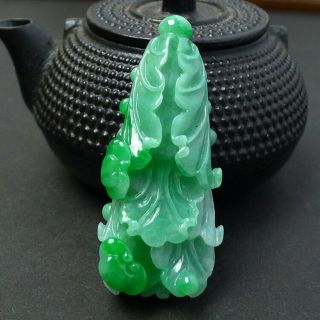100 natural jade A goods hand - carved green cabbage pendant445 3